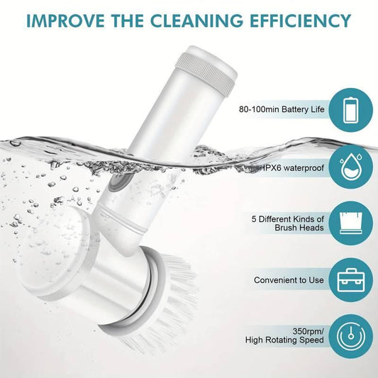 HelperinCleanliness™Electric Cleaning Brush with 5 Replaceable Brush Heads