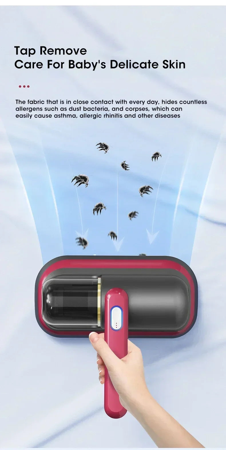HelperinCleanliness™Cordless Mattress Vacuum Mite Remover – Deep Clean for a Healthier Home