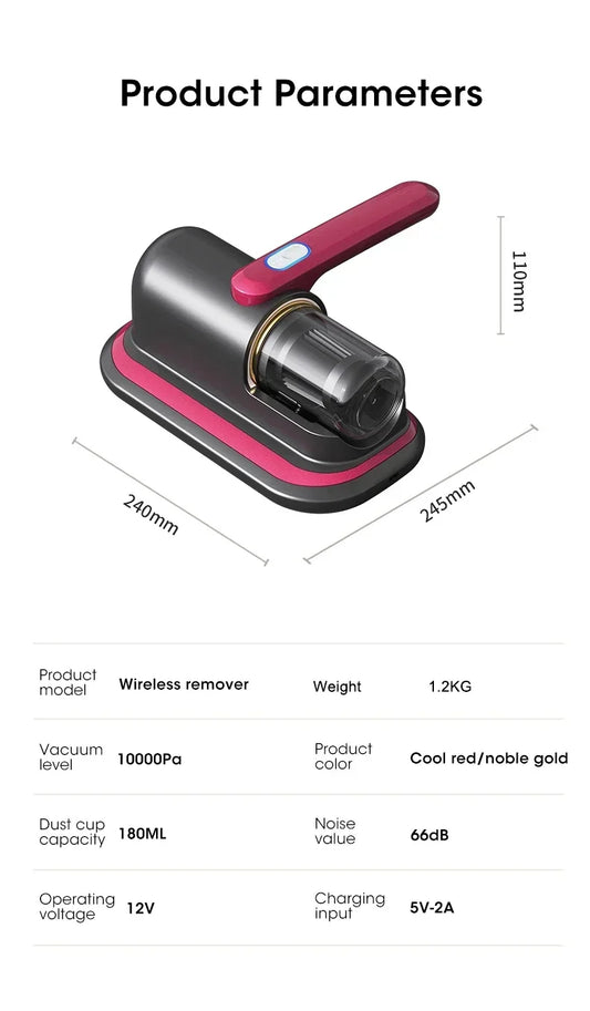 HelperinCleanliness™Cordless Mattress Vacuum Mite Remover – Deep Clean for a Healthier Home