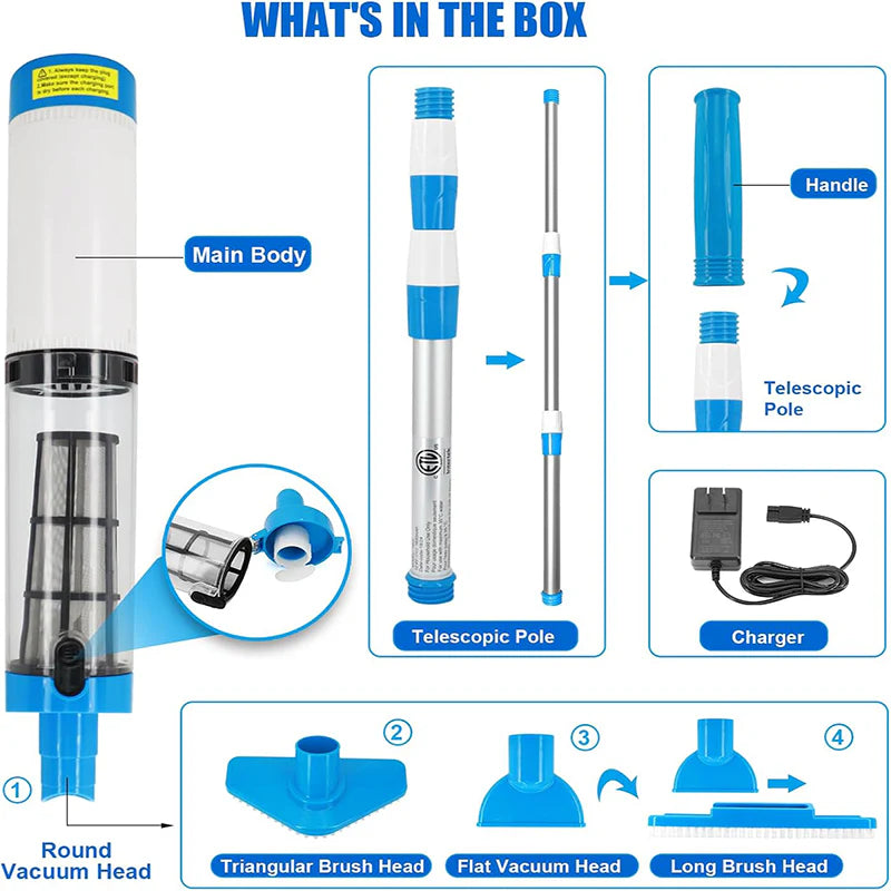 HelperinCleanliness™3   in   1   Cordless   Rechargeable   Pool   Vacuum   Cleaner