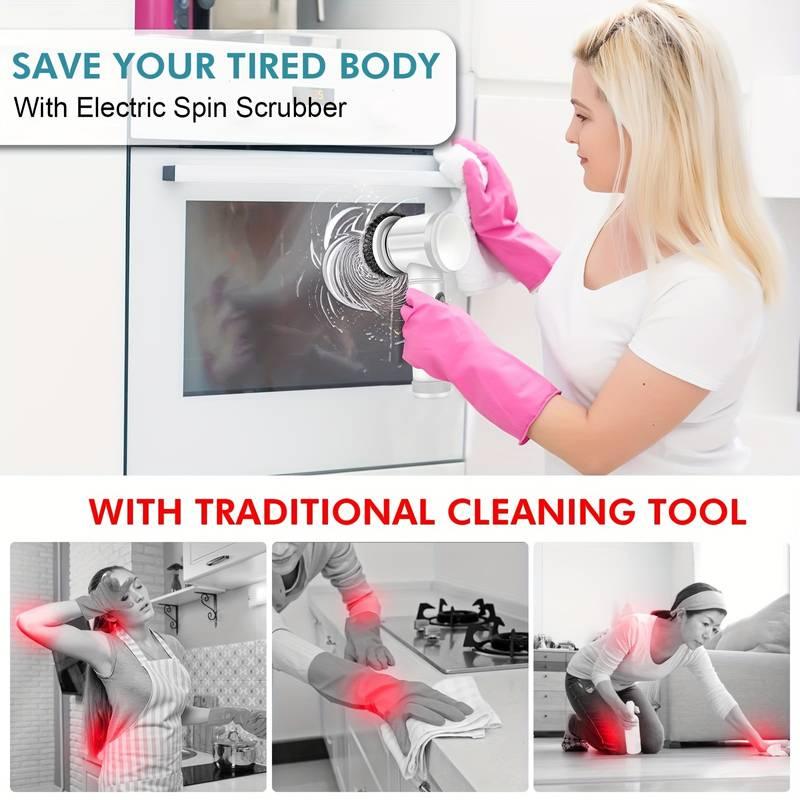 HelperinCleanliness™Electric Cleaning Brush with 5 Replaceable Brush Heads